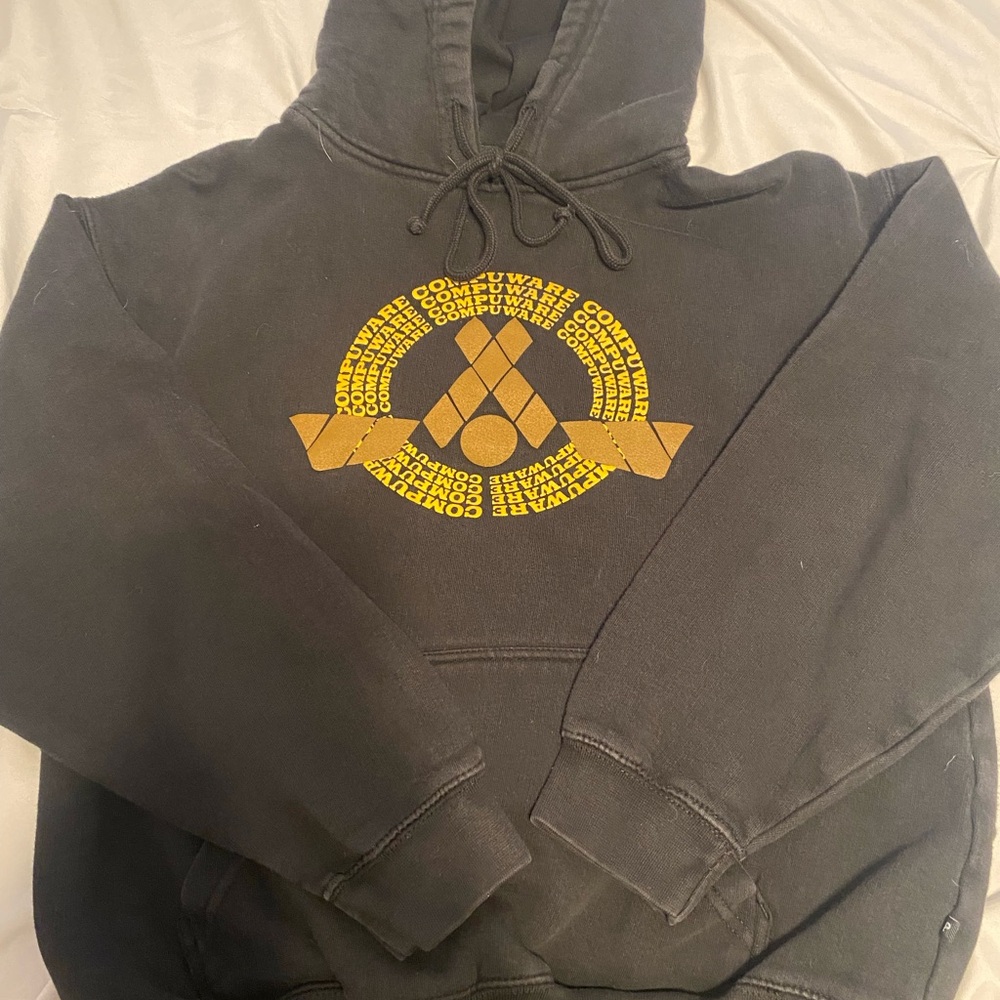 Black Hoodie with Gold Graphic